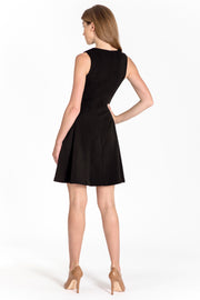 Sleeveless zip-front fit & flare dress - back view black