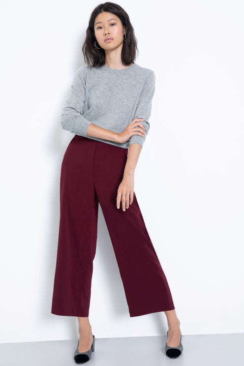 Comfortable pull-on stretch culotte pants - front view