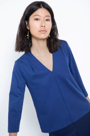 3/4-sleeve ponte v-neck blouse - front view 3