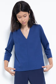 3/4-sleeve ponte v-neck blouse - front view